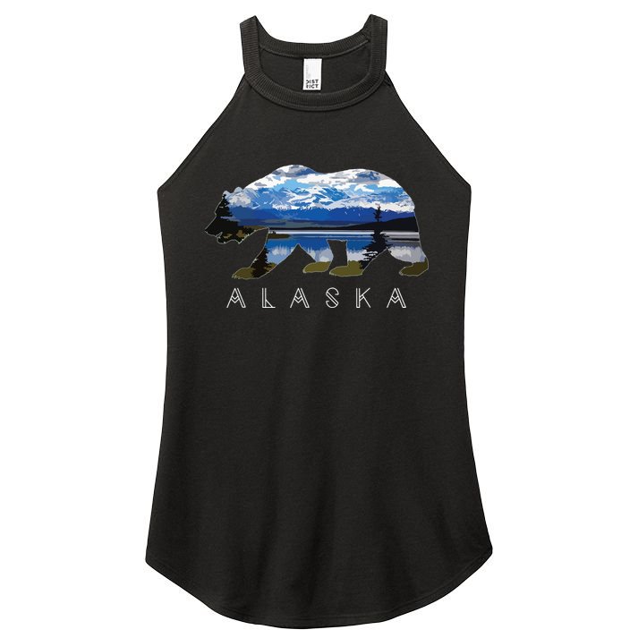 Alaskan Bear With Lake Mountain Souvenir Women's Perfect Tri Rocker Tank