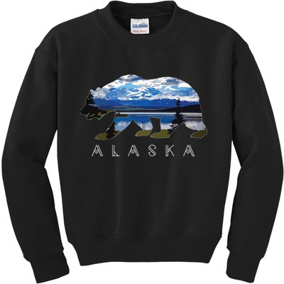 Alaskan Bear With Lake Mountain Souvenir Kids Sweatshirt