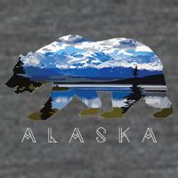 Alaskan Bear With Lake Mountain Souvenir 7 Panel Mesh Trucker Snapback Hat