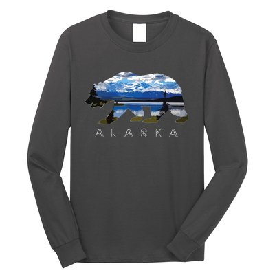 Alaskan Bear With Lake Mountain Souvenir Long Sleeve Shirt