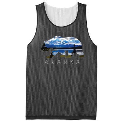 Alaskan Bear With Lake Mountain Souvenir Mesh Reversible Basketball Jersey Tank