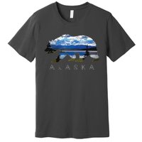 Alaskan Bear With Lake Mountain Souvenir Premium T-Shirt