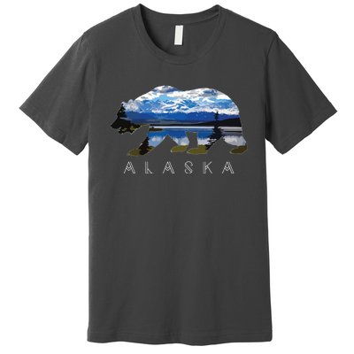 Alaskan Bear With Lake Mountain Souvenir Premium T-Shirt