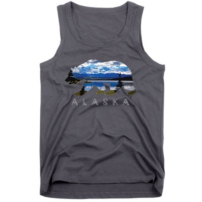 Alaskan Bear With Lake Mountain Souvenir Tank Top