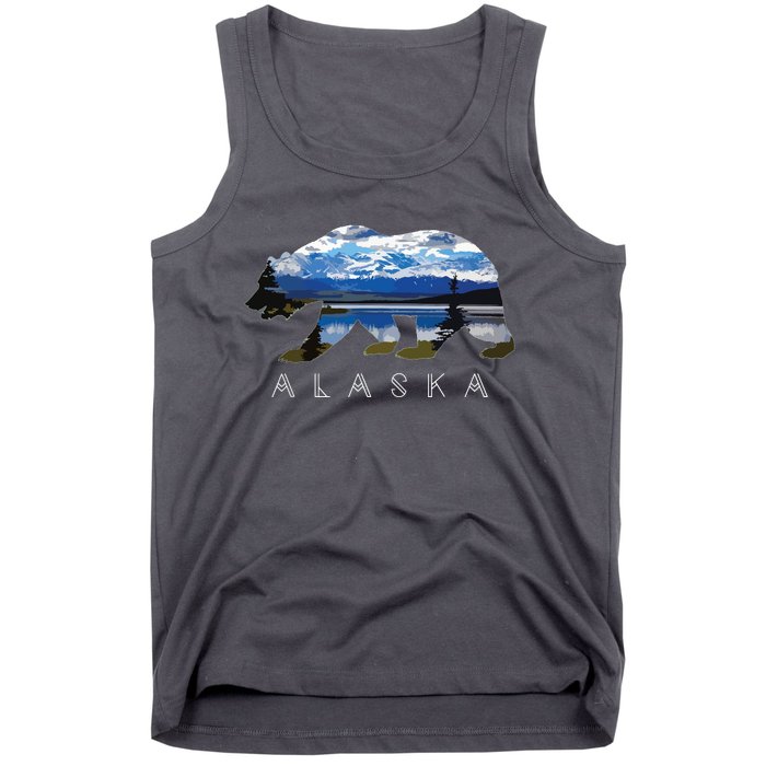 Alaskan Bear With Lake Mountain Souvenir Tank Top