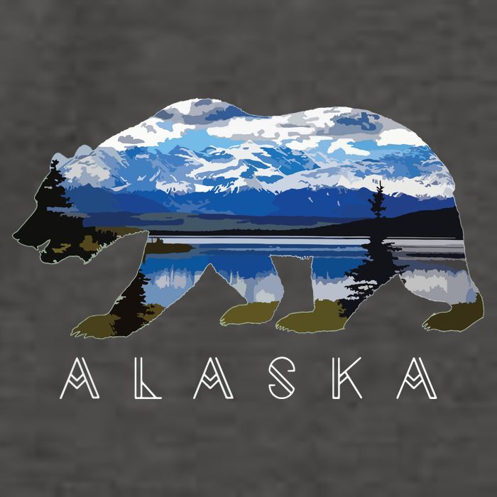 Alaskan Bear With Lake Mountain Souvenir Vector Backpack