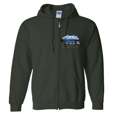 Alaskan Bear With Lake Mountain Souvenir Full Zip Hoodie