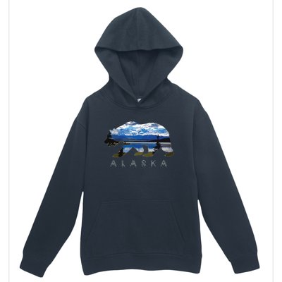 Alaskan Bear With Lake Mountain Souvenir Urban Pullover Hoodie