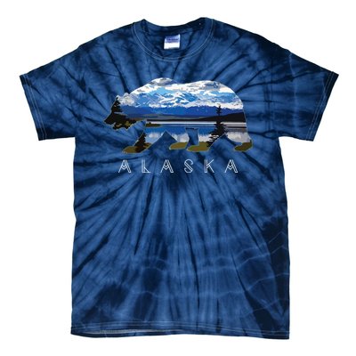 Alaskan Bear With Lake Mountain Souvenir Tie-Dye T-Shirt