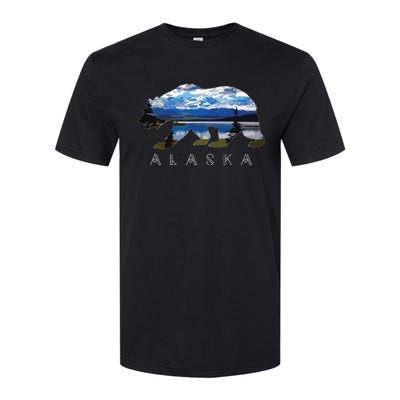 Alaskan Bear With Lake Mountain Souvenir Softstyle CVC T-Shirt