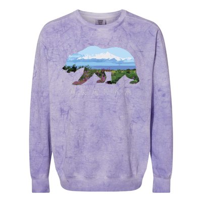 Alaskan Bear With Wildflowers Mountain Snow Colorblast Crewneck Sweatshirt