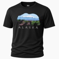 Alaskan Bear With Wildflowers Mountain Snow Cooling Performance Crew T-Shirt