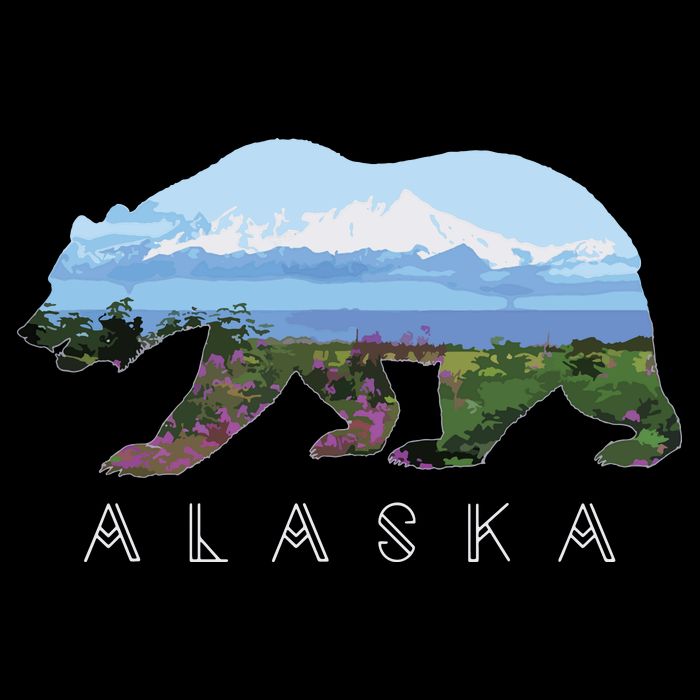 Alaskan Bear With Wildflowers Mountain Snow Cooling Performance Crew T-Shirt
