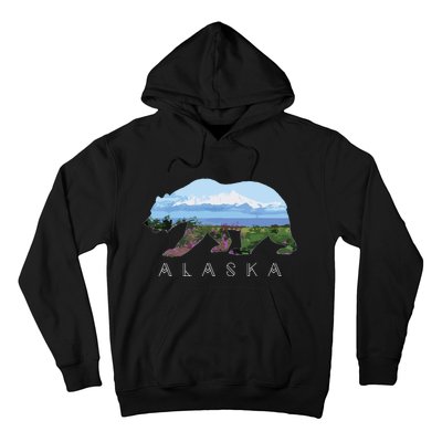 Alaskan Bear With Wildflowers Mountain Snow Hoodie