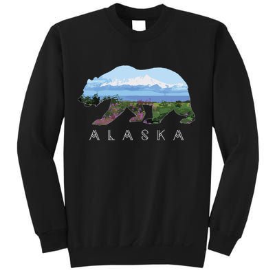 Alaskan Bear With Wildflowers Mountain Snow Sweatshirt