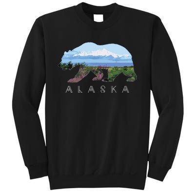 Alaskan Bear With Wildflowers Mountain Snow Sweatshirt