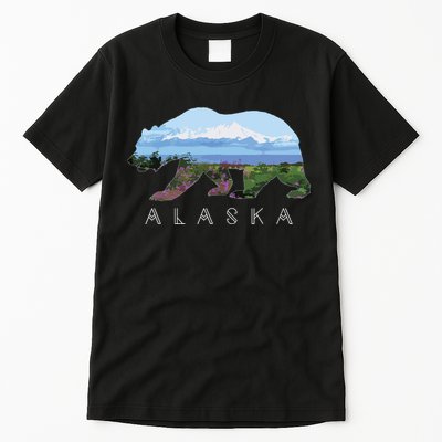 Alaskan Bear With Wildflowers Mountain Snow Tall T-Shirt
