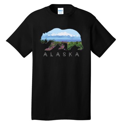 Alaskan Bear With Wildflowers Mountain Snow Tall T-Shirt