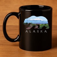 Alaskan Bear With Wildflowers Mountain Snow 11oz C Handle Ceramic Mug