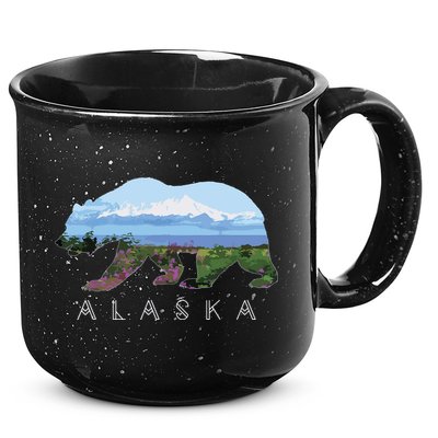 Alaskan Bear With Wildflowers Mountain Snow 15oz Campfire Ceramic Mug