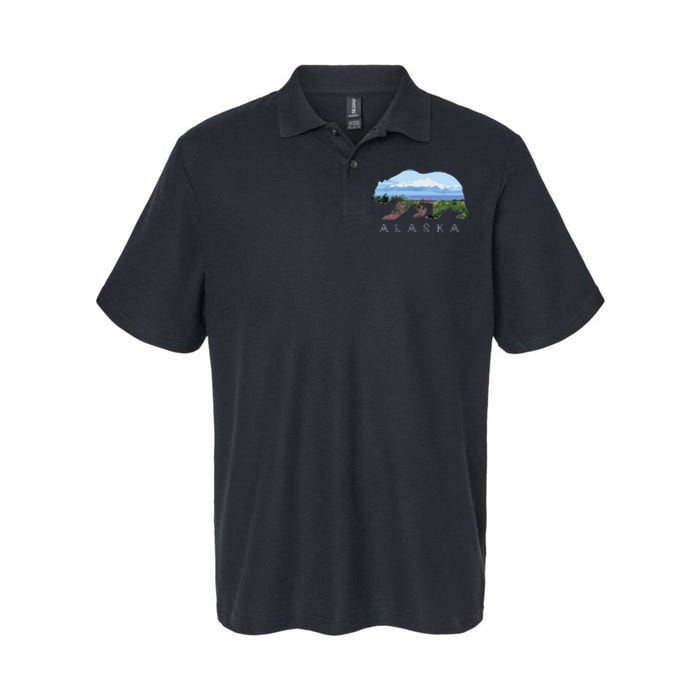 Alaskan Bear With Wildflowers Mountain Snow Softstyle Adult Sport Polo