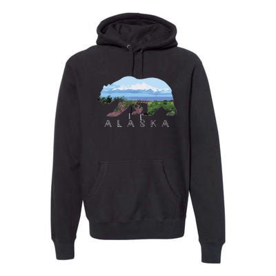 Alaskan Bear With Wildflowers Mountain Snow Premium Hoodie