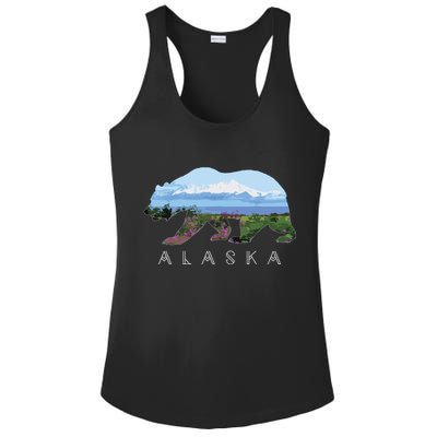 Alaskan Bear With Wildflowers Mountain Snow Ladies PosiCharge Competitor Racerback Tank