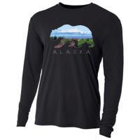 Alaskan Bear With Wildflowers Mountain Snow Cooling Performance Long Sleeve Crew