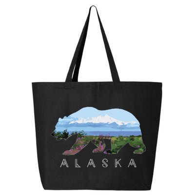 Alaskan Bear With Wildflowers Mountain Snow 25L Jumbo Tote