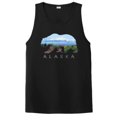 Alaskan Bear With Wildflowers Mountain Snow PosiCharge Competitor Tank