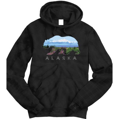 Alaskan Bear With Wildflowers Mountain Snow Tie Dye Hoodie