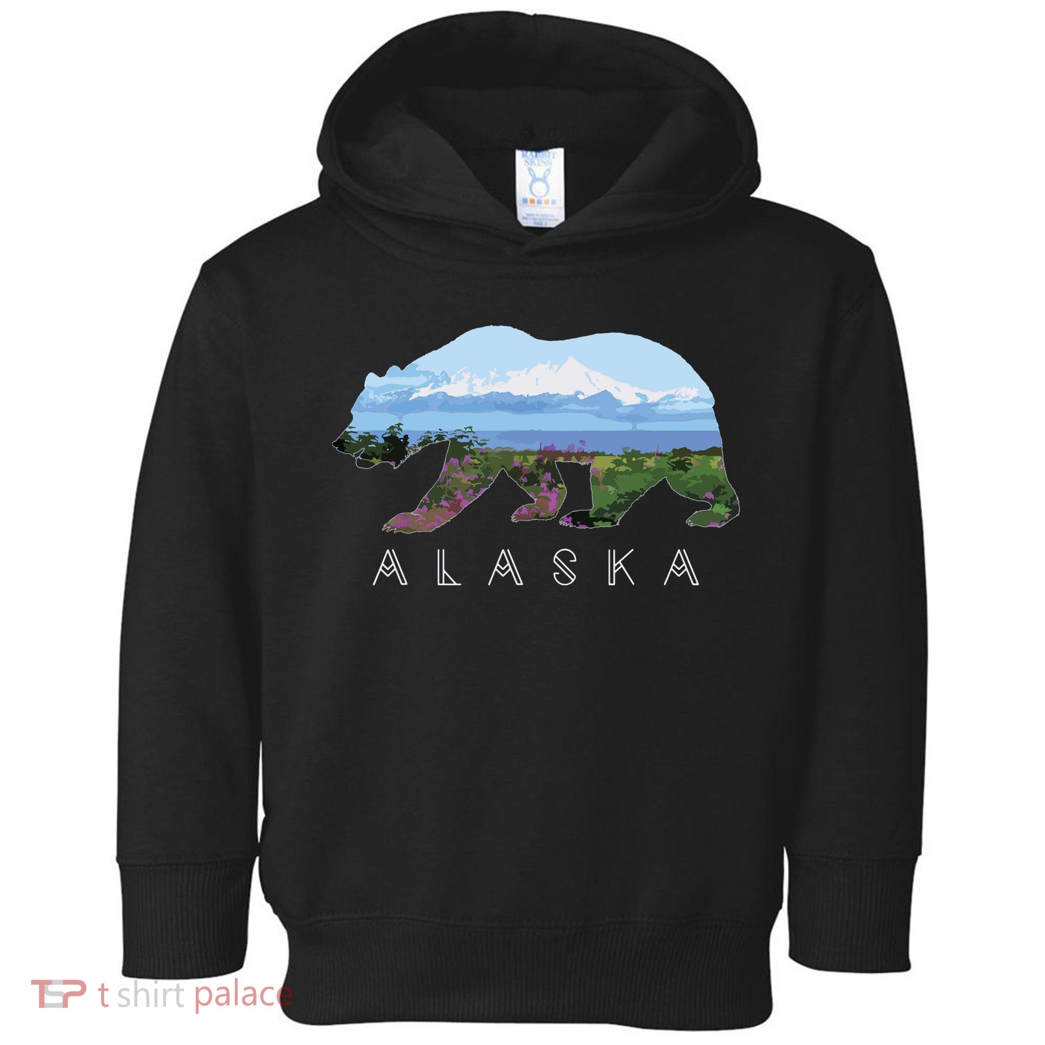 Alaskan Bear With Wildflowers Mountain Snow Toddler Hoodie