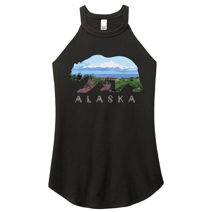 Alaskan Bear With Wildflowers Mountain Snow Women's Perfect Tri Rocker Tank