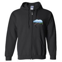 Alaskan Bear With Wildflowers Mountain Snow Full Zip Hoodie