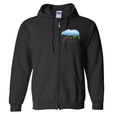 Alaskan Bear With Wildflowers Mountain Snow Full Zip Hoodie