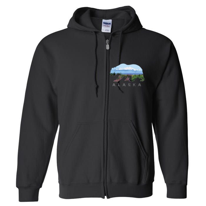 Alaskan Bear With Wildflowers Mountain Snow Full Zip Hoodie