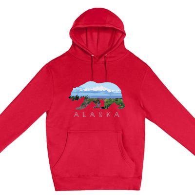 Alaskan Bear With Wildflowers Mountain Snow Premium Pullover Hoodie