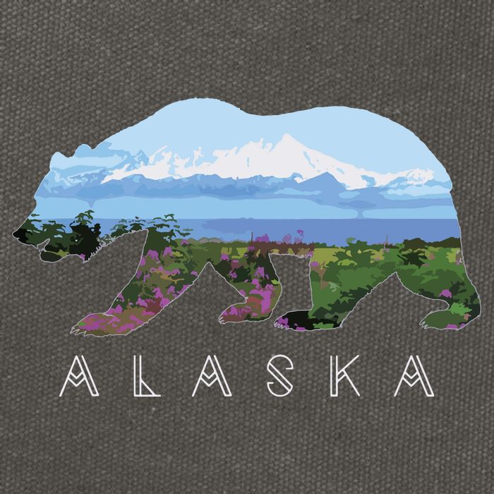 Alaskan Bear With Wildflowers Mountain Snow Cotton Canvas Backpack