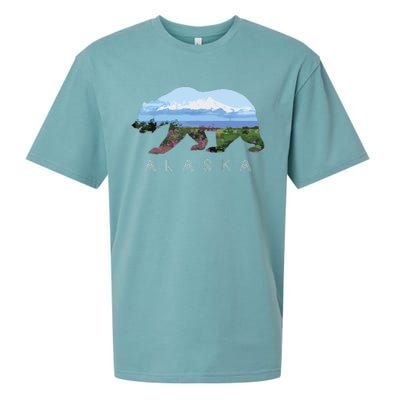 Alaskan Bear With Wildflowers Mountain Snow Sueded Cloud Jersey T-Shirt