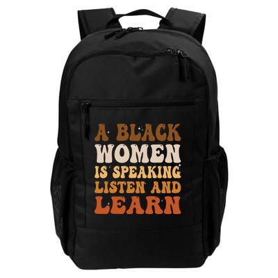 A Black Woman Is Speaking Listen And Learn Backpack
