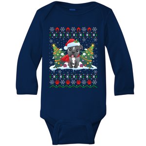 American Bulldog Xmas Gift Ugly American Bulldog Christmas Gift Baby Long Sleeve Bodysuit