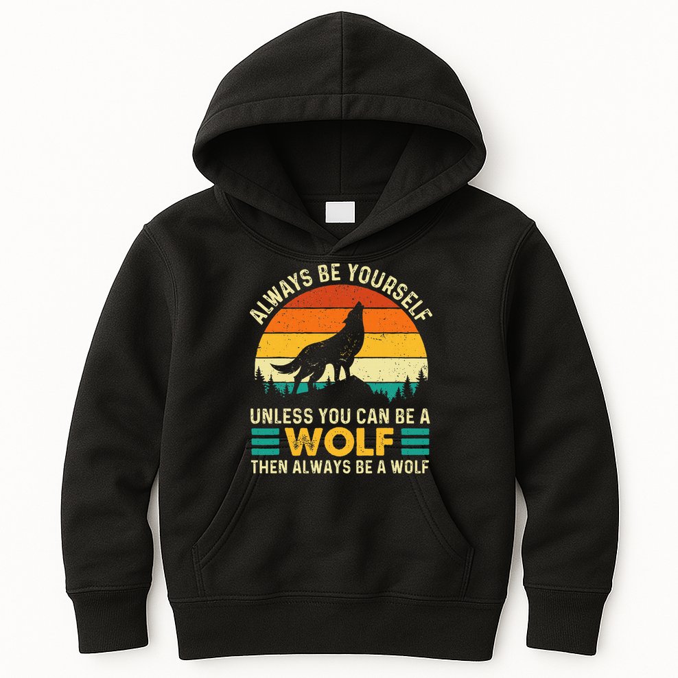 Always Be Yourself Unless You Can Be A Wolf Wolf Lover Kids Hoodie