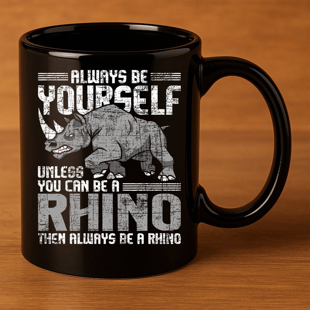 Always Be Yourself Unless Rhinoceros Zoology Rhino Lover 11oz C Handle Ceramic Mug