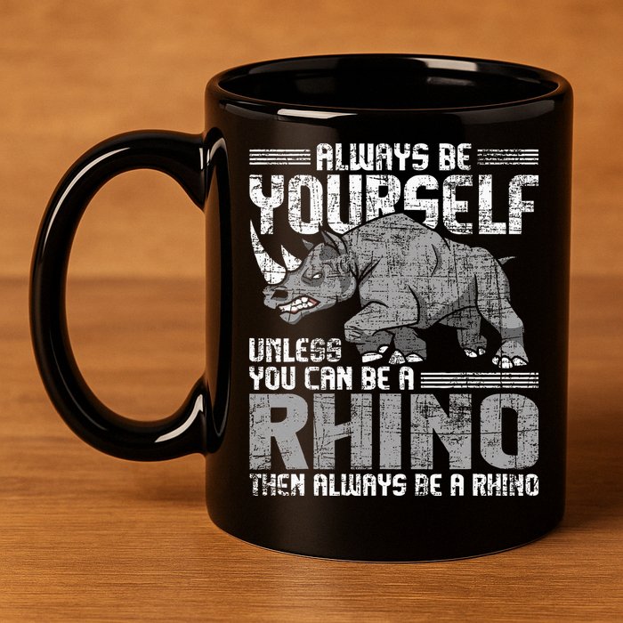 Always Be Yourself Unless Rhinoceros Zoology Rhino Lover 11oz C Handle Ceramic Mug