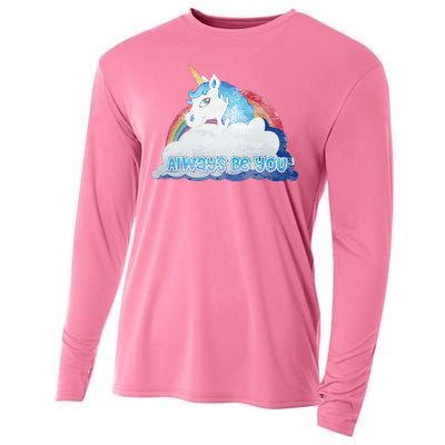 Always Be You Unicorn Rainbow Quote Cooling Performance Long Sleeve Crew