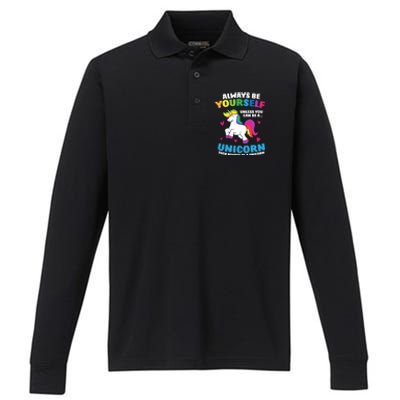 Always Be Yourself Unless You Can Be A Unicorn Performance Long Sleeve Polo