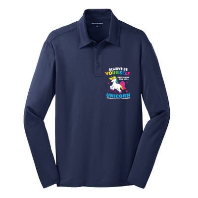 Always Be Yourself Unless You Can Be A Unicorn Silk Touch Performance Long Sleeve Polo