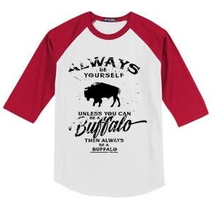 Always Be Yourself Be A Buffalo Bison Spirit Animal Kids Colorblock Raglan Jersey