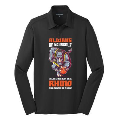 Always Be Yours Rhino Gift Silk Touch Performance Long Sleeve Polo