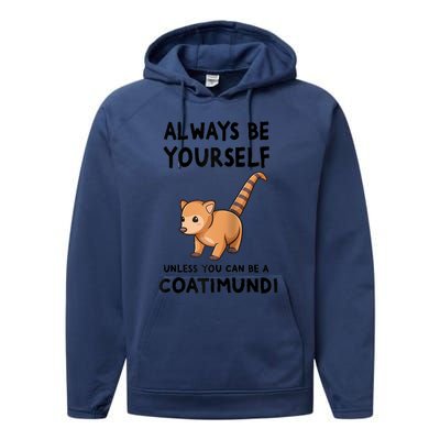 Always Be Yourself Unless You Can Be A Coatimundi Raglan Baseball Performance Fleece Hoodie